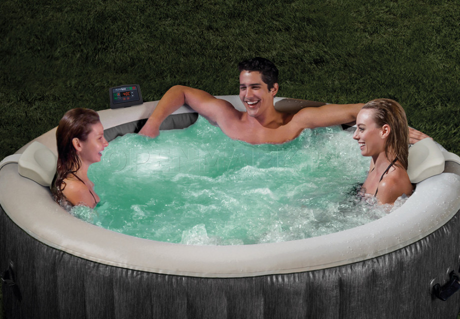 Надувной бассейн джакузи Intex 28442 PureSpa Bubble Massage Greywood Deluxe (216 х 71 см)