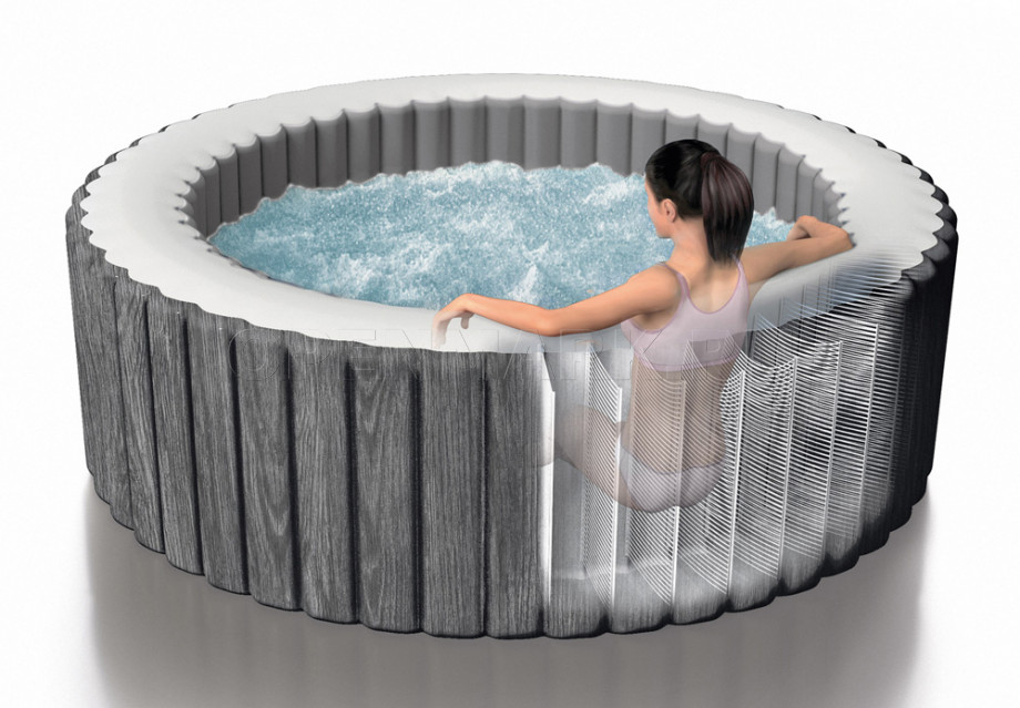 Надувной бассейн джакузи Intex 28442 PureSpa Bubble Massage Greywood Deluxe (216 х 71 см)