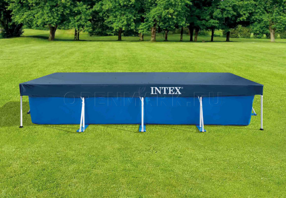 Тент для прямоугольных каркасных бассейнов Intex 28039 Rectangular Pool Cover (размер 450 х 220 см)