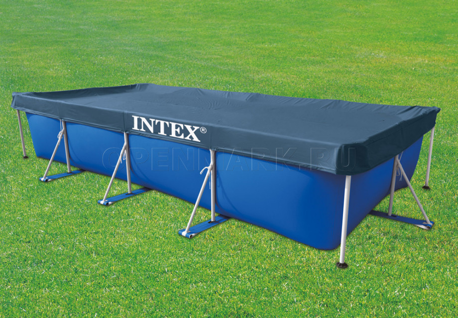 Тент для прямоугольных каркасных бассейнов Intex 28039 Rectangular Pool Cover (размер 450 х 220 см)