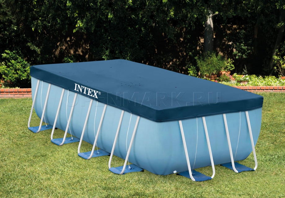 Тент для прямоугольных каркасных бассейнов Intex 28037 Rectangular Pool Cover (размер 400 х 200 см)