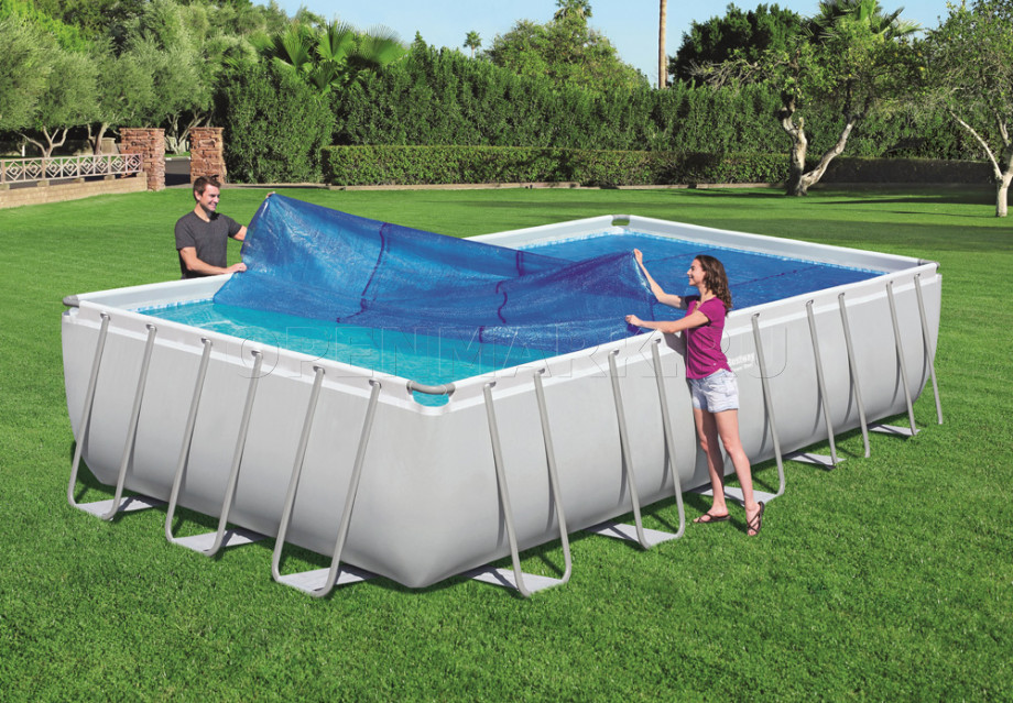 Обогревающий тент для прямоугольных бассейнов Bestway 58228 Solar Pool Cover (размер 703 х 336 см)