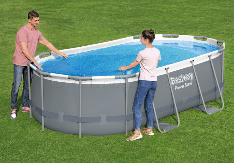 Обогревающий тент для овальных бассейнов Bestway 58672 Solar Pool Cover (размер 394 х 210 см)