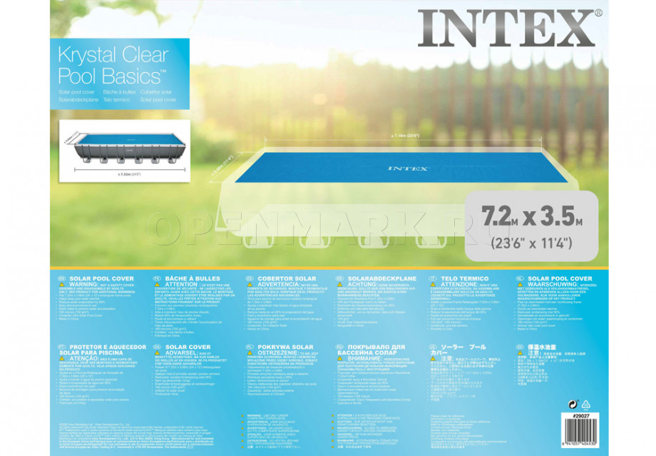 Обогревающий тент для прямоугольных бассейнов Intex 28017 Solar Cover (размер 716 х 346 см)