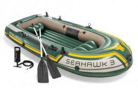 Трехместная надувная лодка Intex 68380NP Seahawk-3 Set + алюминиевые вёсла и насос
