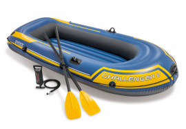 Двухместная надувная лодка Intex 68367NP Challenger-2 Set + пластиковые вёсла и насос
