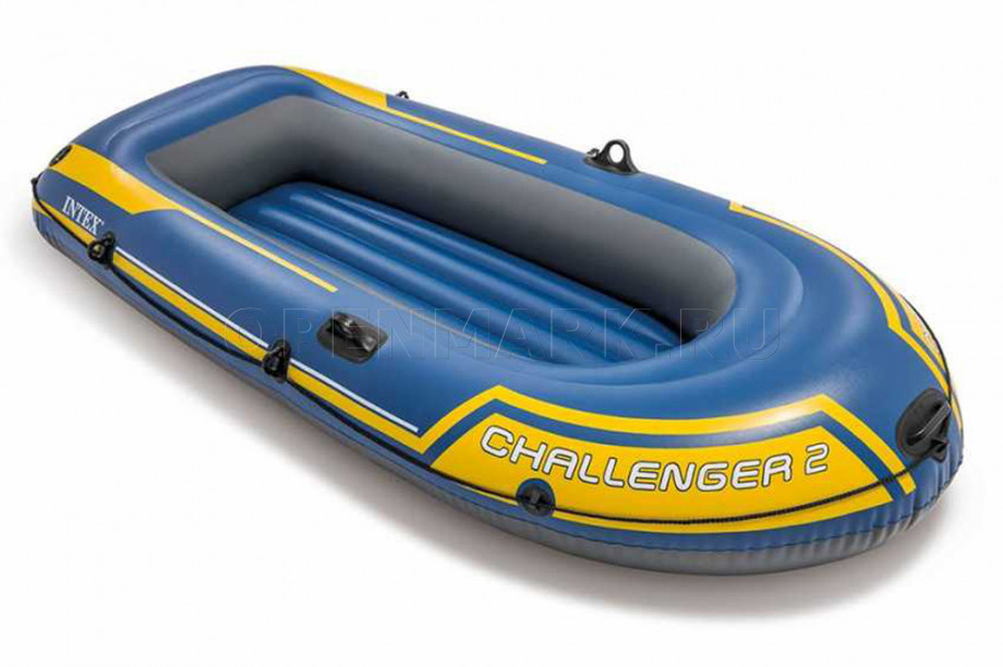Двухместная надувная лодка Intex 68367NP Challenger-2 Set + пластиковые вёсла и насос