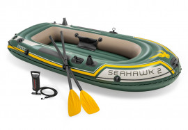Двухместная надувная лодка Intex 68347NP Seahawk-2 Set + пластиковые вёсла и насос
