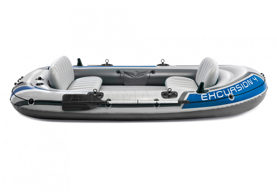Четырехместная надувная лодка Intex 68324NP Excursion-4 Set + алюминиевые вёсла и насос