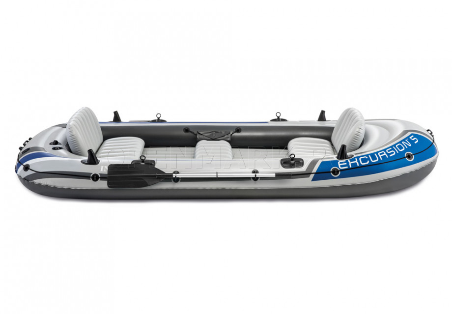Пятиместная надувная лодка Intex 68325NP Excursion-5 Set + алюминиевые вёсла и насос