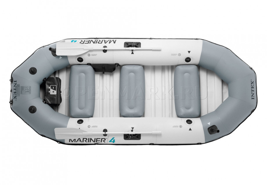 Четырехместная надувная лодка Intex 68376NP Mariner 4 Set + жёсткий пол + алюминиевые вёсла и насос