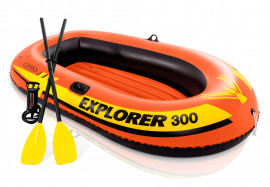 Трёхместная надувная лодка Intex 58332NP Explorer 300 Set + пластиковые вёсла и насос