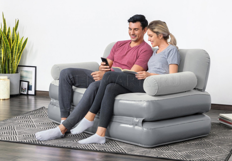 Двухместный надувной диван Bestway 75079 Multi-Max 3-in-1 Air Couch + встроенный электронасос