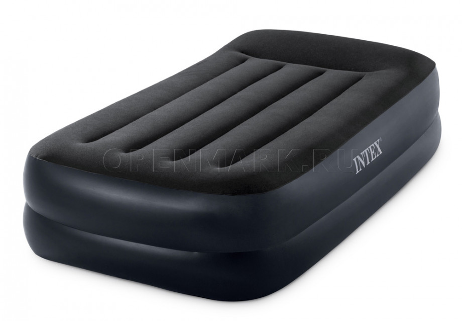 Односпальная надувная кровать Intex 64122 Pillow Rest Raised Bed + встроенный электронасос