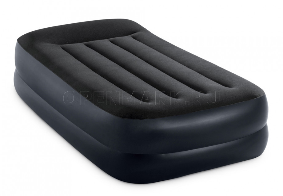 Односпальная надувная кровать Intex 64122 Pillow Rest Raised Bed + встроенный электронасос