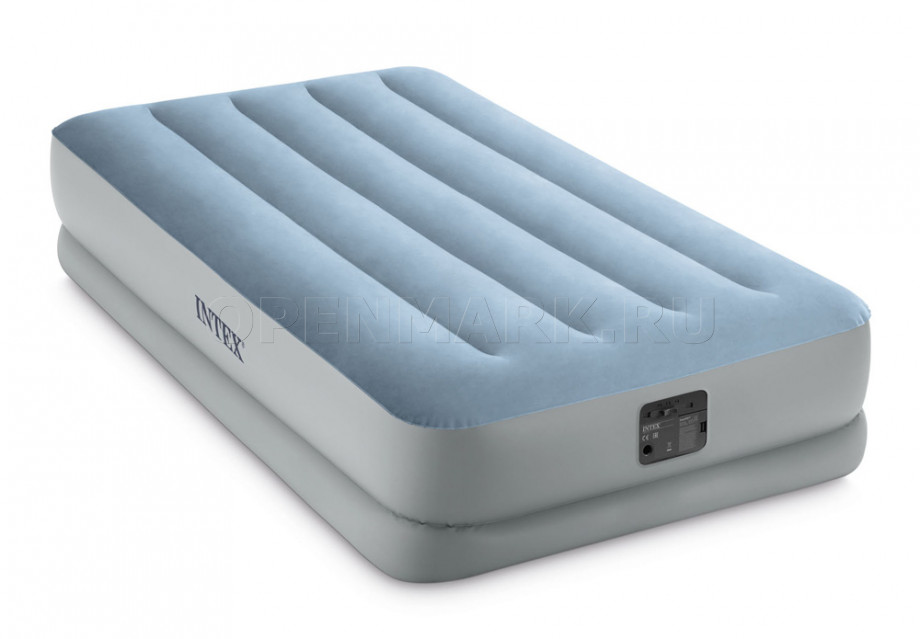 Односпальная надувная кровать Intex 64166 Mid-Rise Comfort Airbed + встроенный электронасос