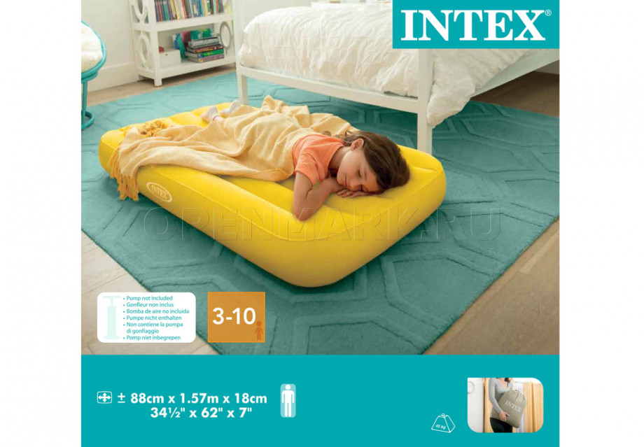 Детский односпальный надувной матрас Intex 66803NP Cozy Kidz Airbed (жёлтый, без насоса)