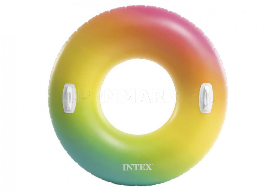Круг надувной для плавания диаметром 122 см с ручками Intex 58202EU Rainbow Ombre Tube (от 9 лет)