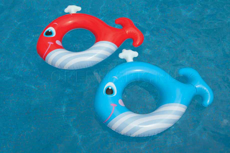 Круг надувной для плавания Кит размером 81 х 62 см Intex 59218NP Baby Whale Rings (от 3 до 6 лет)