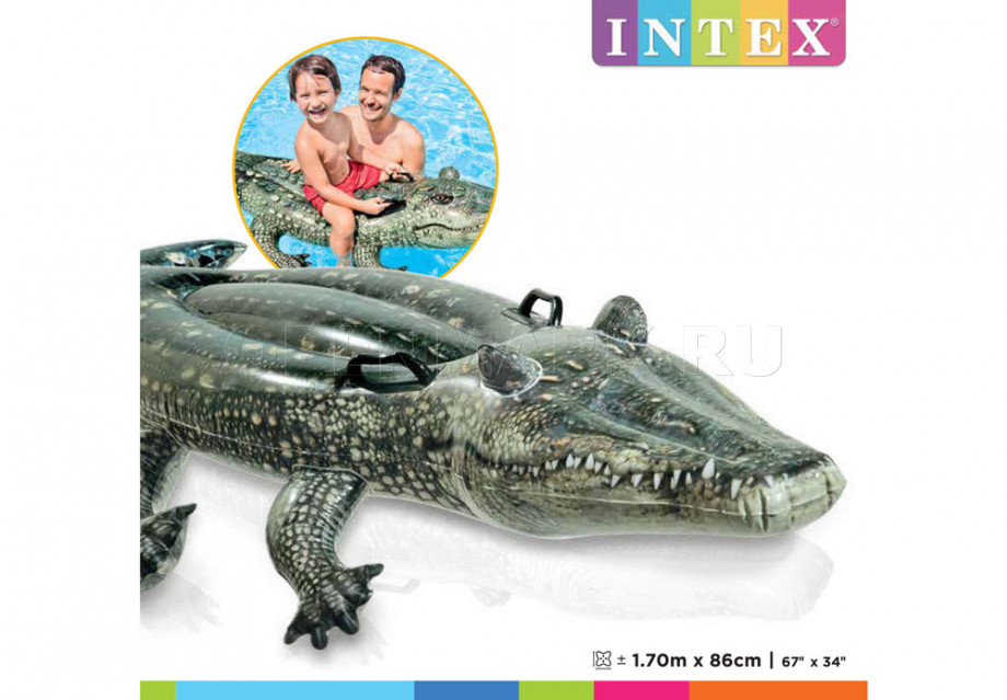 Надувной крокодил для игр на воде Intex 57551NP Realistic Gator Ride-On (от 3 лет)