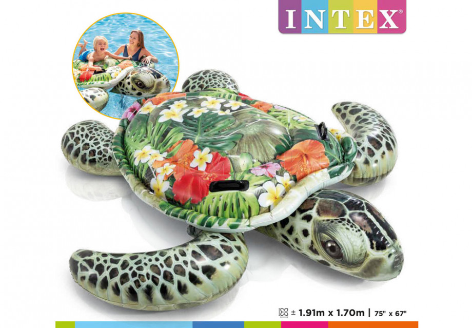 Надувная реалистичная черепаха для игр на воде Intex 57555NP Realistic Sea Turtle Ride-On (от 3 лет)