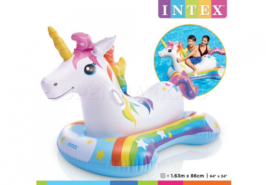 Надувной единорог для игр на воде Intex 57552NP Magical Unicorn Ride-On (от 3 лет)