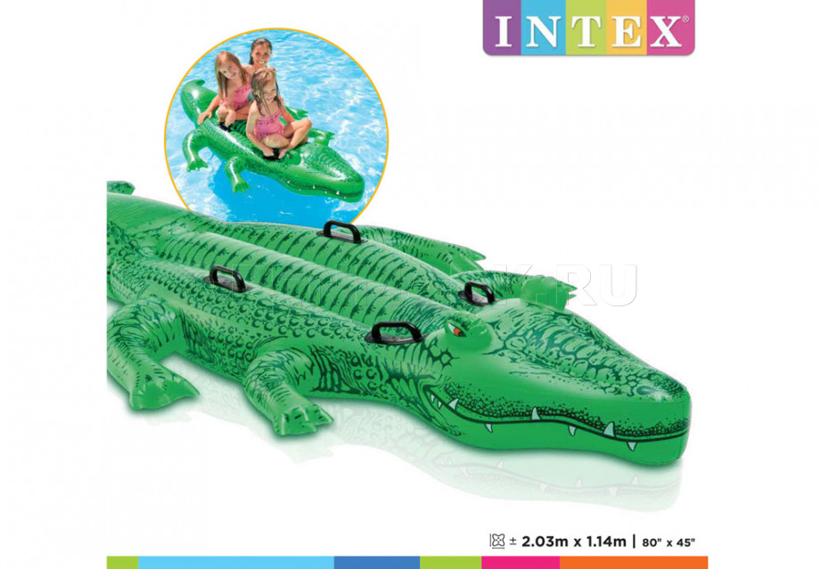 Надувной гигантский крокодил для игр на воде Intex 58562NP Giant Gator Ride-On (от 3 лет)