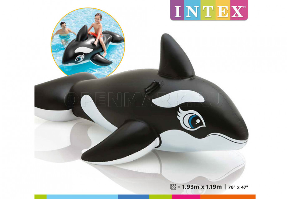 Надувная гигантская касатка для игр на воде Intex 58561NP Whale Ride-On (от 3 лет)