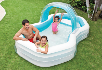 Надувной семейный бассейн с сиденьем и водопадом Intex 57198NP Swim Center Family Cabana Pool (от 3 лет)