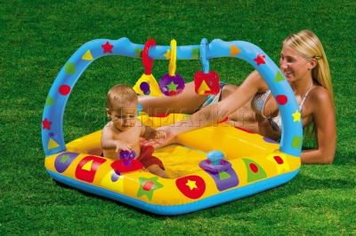 Надувной детский бассейн с надувным полом и погремушками Intex 57401NP Play n Learn Baby Pool (от 1 до 3 лет)