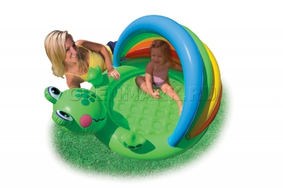 Надувной детский бассейн с тентом и надувным полом Лягушенок Intex 57416NP Froggy Fun Baby Pool (от 1 до 3 лет)
