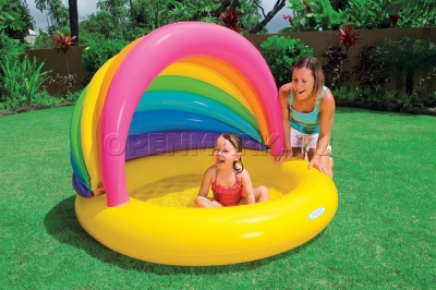 Надувной детский бассейн с тентом и надувным полом Ракушка Intex 57420NP Rainbow Shade Pool (от 3 лет)