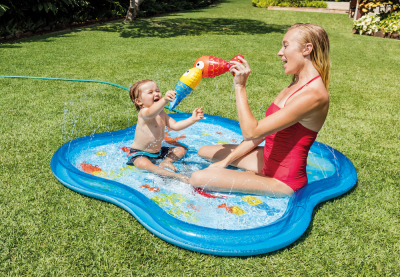 Надувной детский бассейн с фонтанчиками Intex 57126NP Square Baby Spray Pool (от 1 до 6 лет)