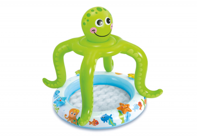 Надувной детский бассейн с надувным полом Осьминожка Intex 57115NP Smiling Octopus Shade Baby Pool (от 1 до 3 лет)