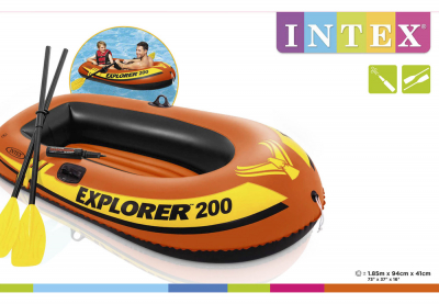 Двухместная надувная лодка Intex 58331NP Explorer 200 Set + пластиковые вёсла и насос