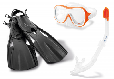 Набор: ласты (размер 38-40), маска и трубка для плавания Intex 55658 Wave Rider Sports Set (от 8 лет)