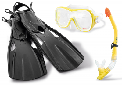 Набор: ласты (размер 38-40), маска и трубка для плавания Intex 55658 Wave Rider Sports Set (от 8 лет)