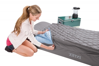 Односпальный надувной матрас со спальным мешком Intex 66998 Sleeping Bag Airbed + встроенный электронасос