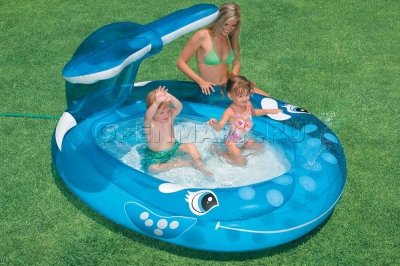 Надувной детский бассейн с фонтанчиком Кит Intex 57435NP Whale Spray Pool (от 2 лет)