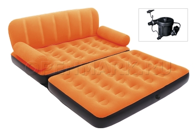 Двухместный надувной диван Bestway 67356 Multi-Max Air Couch (оранжевый) + внешний электронасос