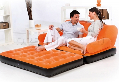 Двухместный надувной диван Bestway 67356 Multi-Max Air Couch (оранжевый) + внешний электронасос