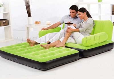 Двухместный надувной диван Bestway 67356 Multi-Max Air Couch (зелёный) + внешний электронасос