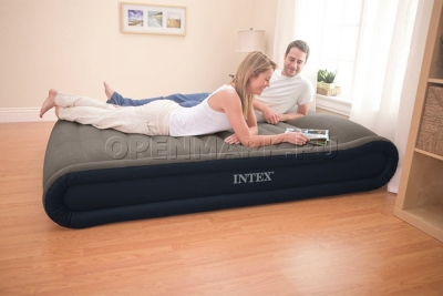 Двуспальный надувной матрас Intex 67726 Deluxe Mid Rise Pillow Rest Bed + внешний электронасос