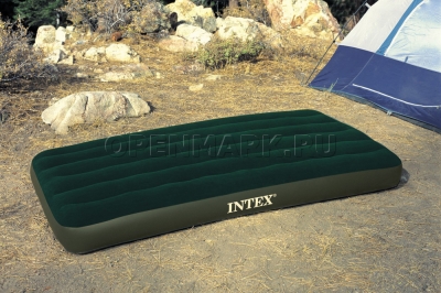 Односпальный надувной матрас Intex 66967 Prestige Downy Bed + внешний электонасос на батарейках