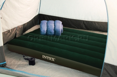 Односпальный надувной матрас Intex 66967 Prestige Downy Bed + внешний электонасос на батарейках