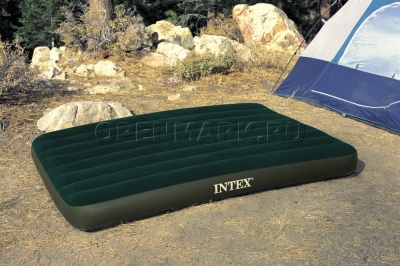 Полуторный надувной матрас Intex 66968 Prestige Downy Bed + внешний электонасос на батарейках
