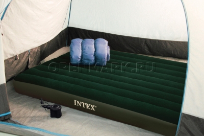 Двуспальный надувной матрас Intex 66969 Prestige Downy Bed + внешний электонасос на батарейках