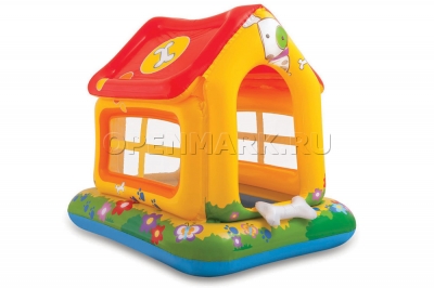 Надувной детский бассейн с навесом и надувным полом Домик Intex 57429NP Puppy Love Pool (от 1 до 3 лет)