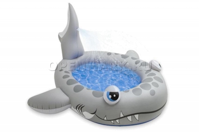 Надувной детский бассейн с фонтанчиком Акула Intex 57433NP Sandy Shark Spray Pool (от 2 лет)