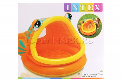 Надувной детский бассейн с навесом Intex 57109NP Lazy Fish Shade Baby Pool (от 1 до 3 лет)